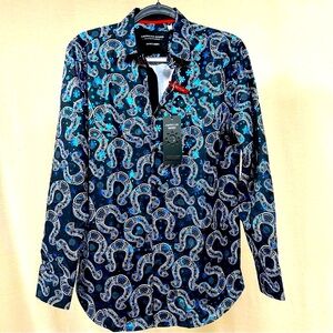 American Breed Blue & White Button Down Casual Shirt